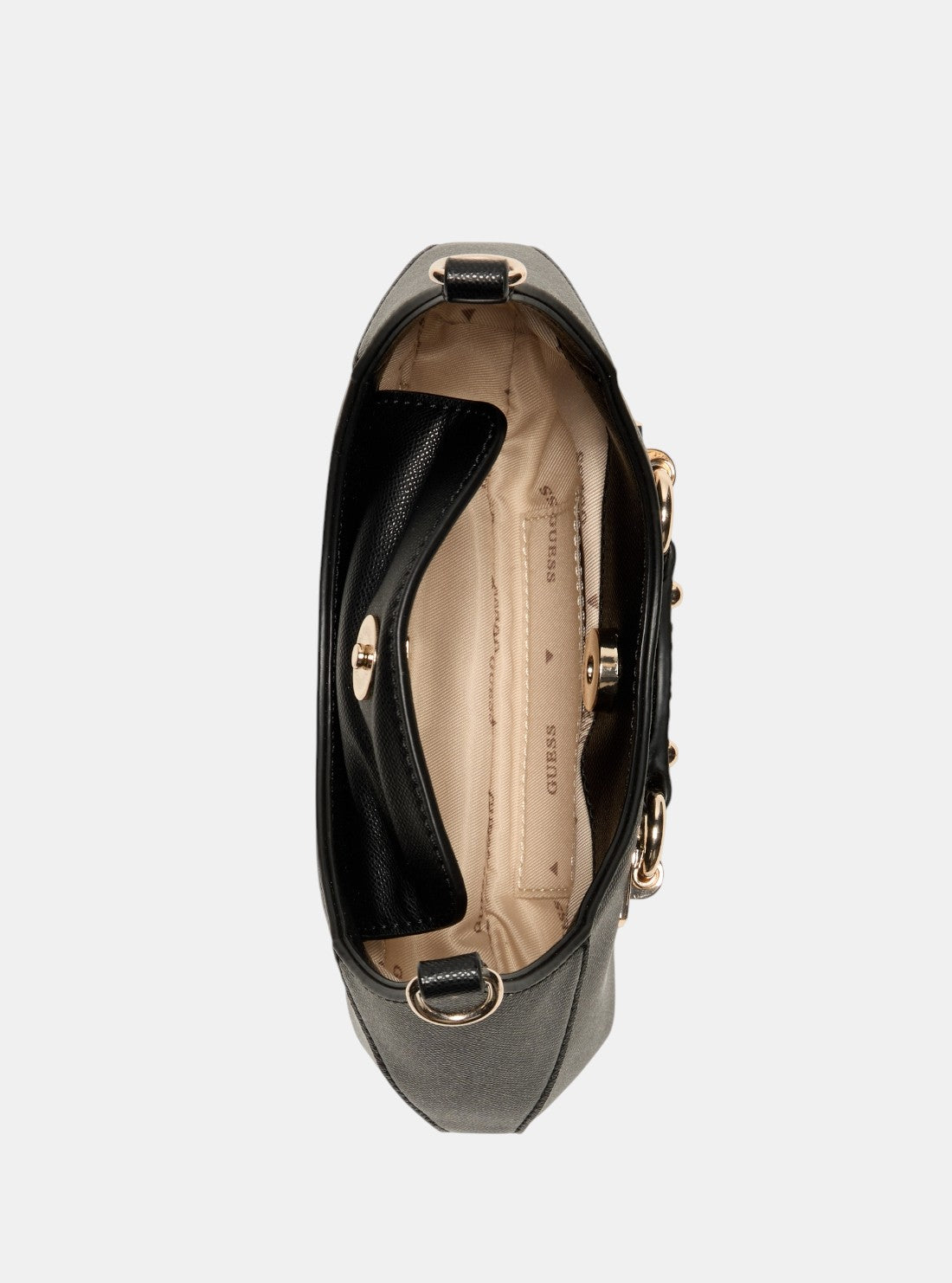 GUESS Womens Black Mimina Mini Top Zip Crossbody Bag BG801572 Inside View