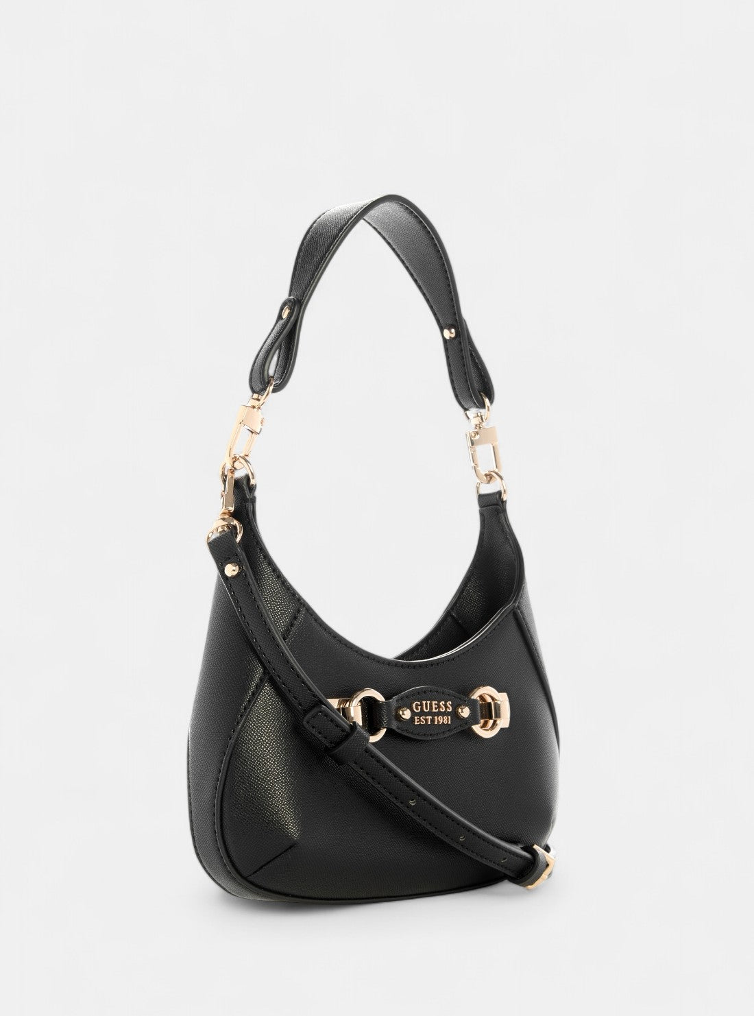 GUESS Womens Black Mimina Mini Top Zip Crossbody Bag BG801572 Front Side View