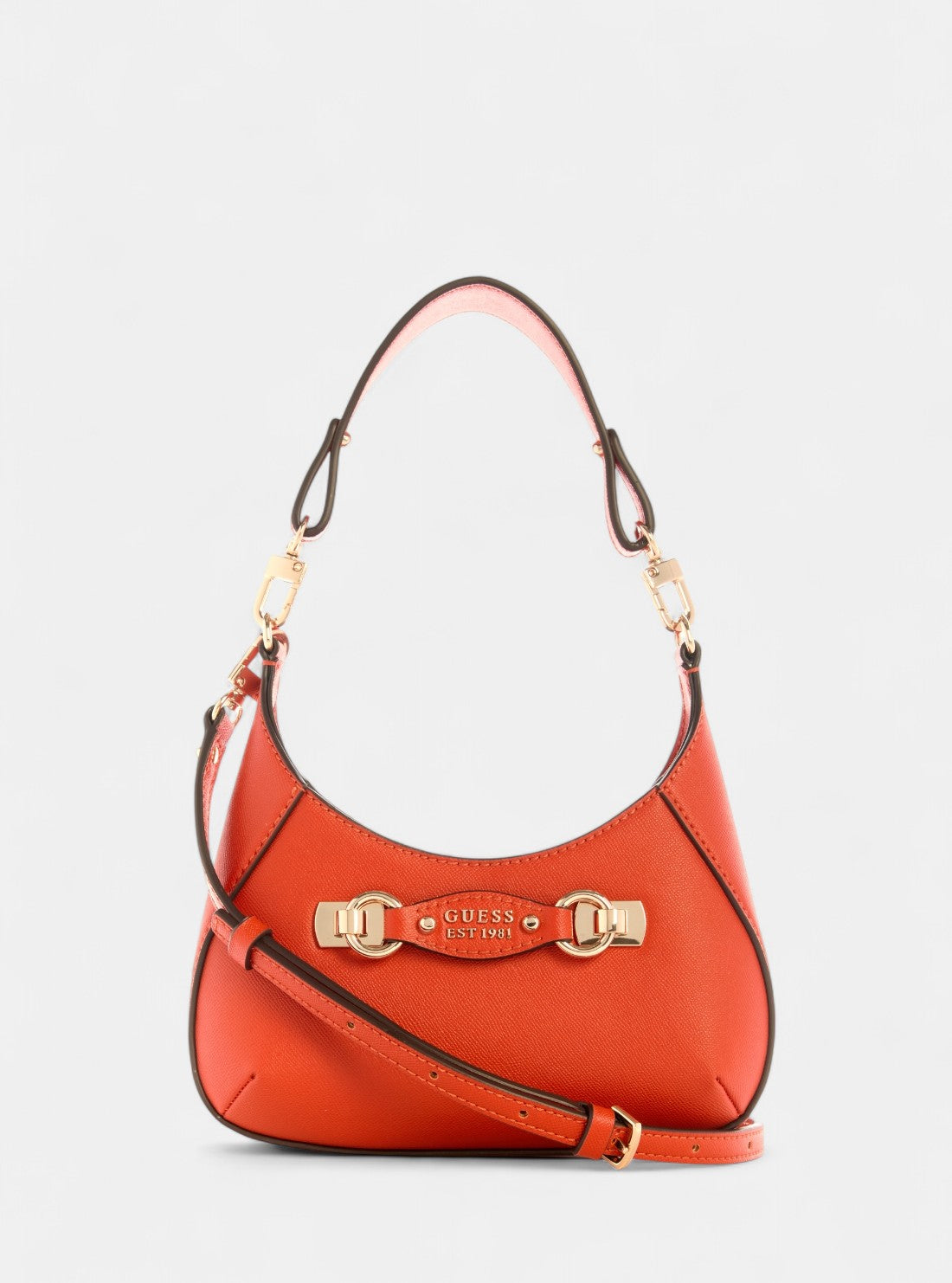 GUESS Womens Red Mimina Mini Top Zip Crossbody Bag BG801572 Front View