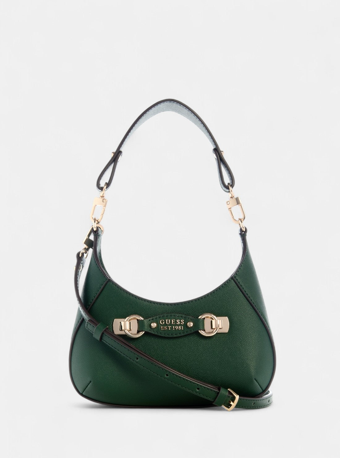 GUESS Womens Green Mimina Mini Top Zip Crossbody Bag BG801572 Front View