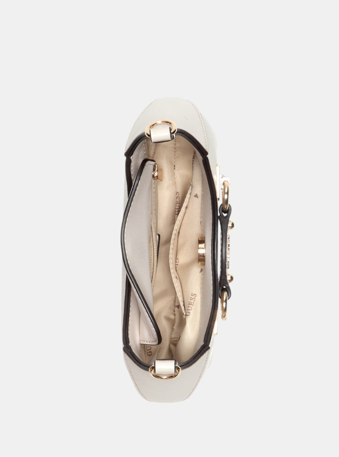 GUESS Womens Beige Mimina Mini Top Zip Crossbody Bag BG801572 Inside View