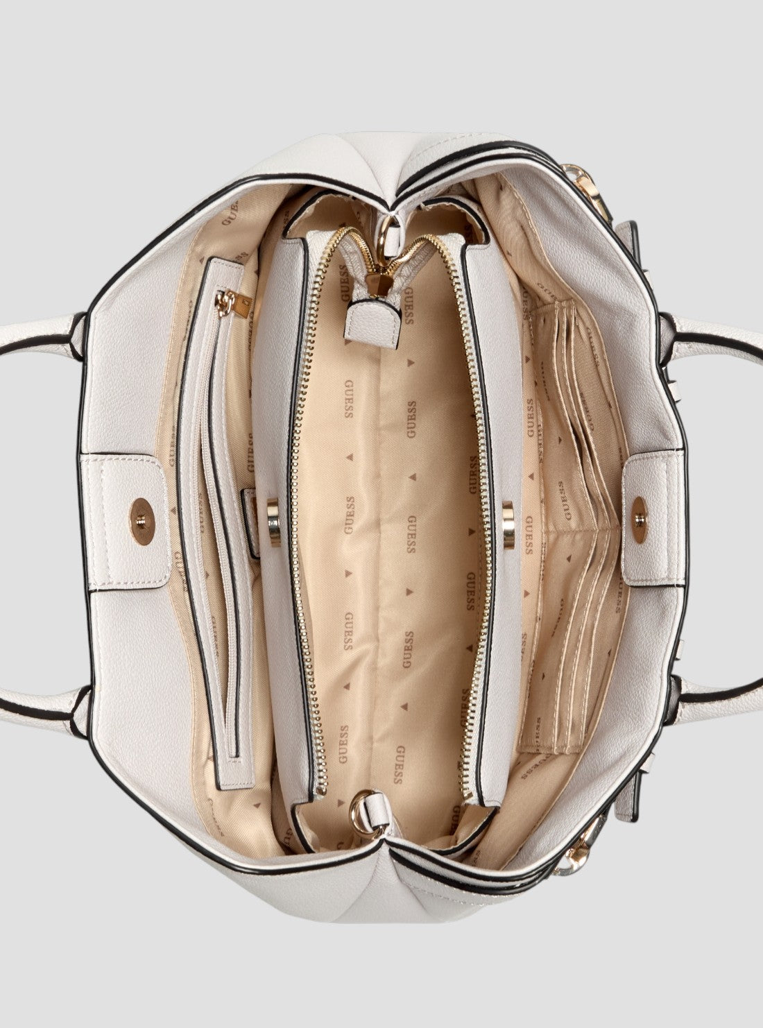 GUESS Womens Beige Gregoria Girlfriend Satchel Bag BG854606 Inside View