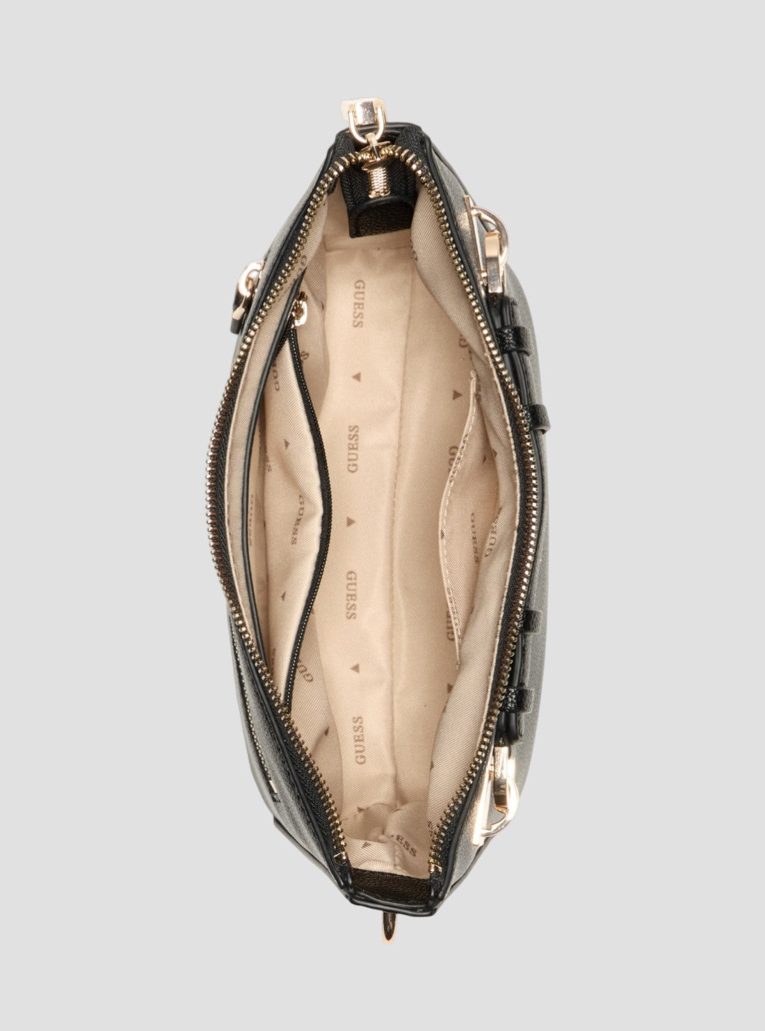 GUESS Womens Black Gregoria Top Zip Shoulder Bag BG854617 Inside View