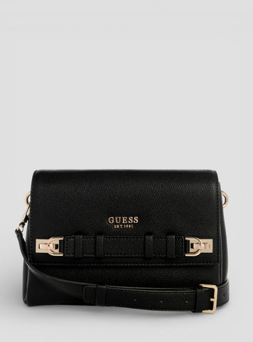 GUESS Womens Black Gregoria Flap Crossbody Bag BG854620 Front View