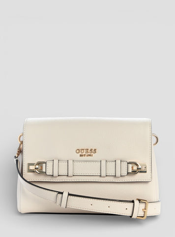 GUESS Womens Beige Gregoria Flap Crossbody Bag BG854620 Front View