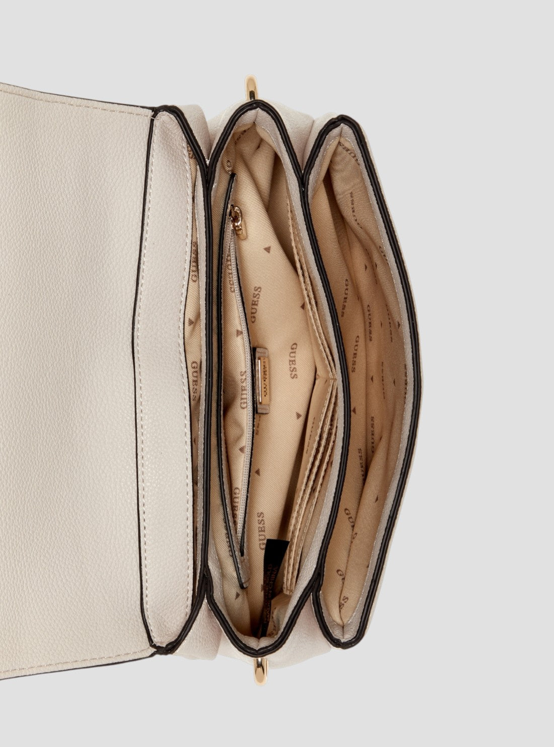 GUESS Womens Beige Gregoria Flap Crossbody Bag BG854620 Inside View