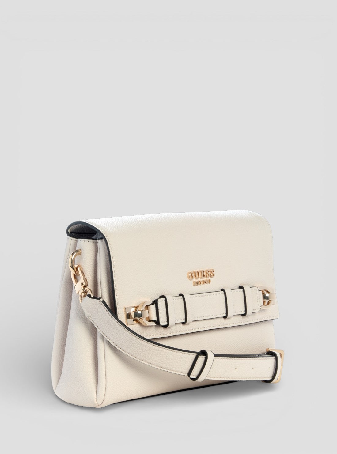 GUESS Womens Beige Gregoria Flap Crossbody Bag BG854620 Side View