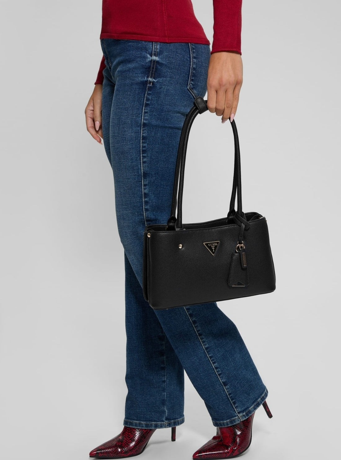 GUESS Womens Black Meridian Shoulder Bag BG877809 Model View