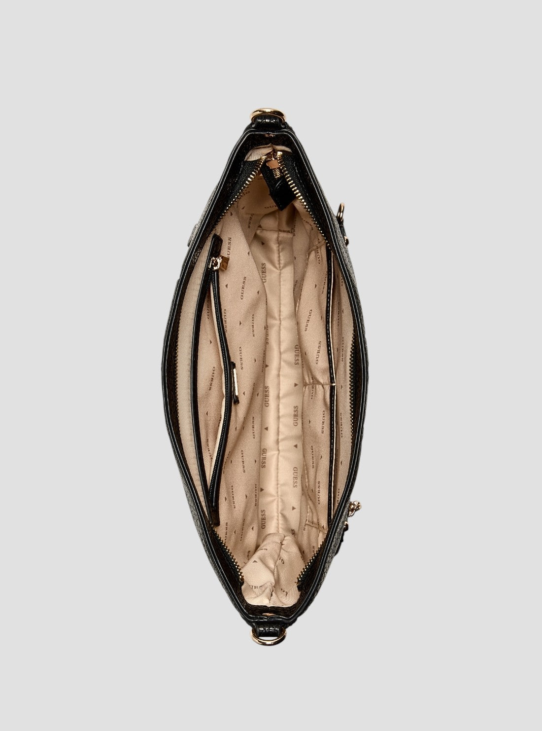 GUESS Womens Black Marsha Crossbody Bucket Bag BG950104 Inside View