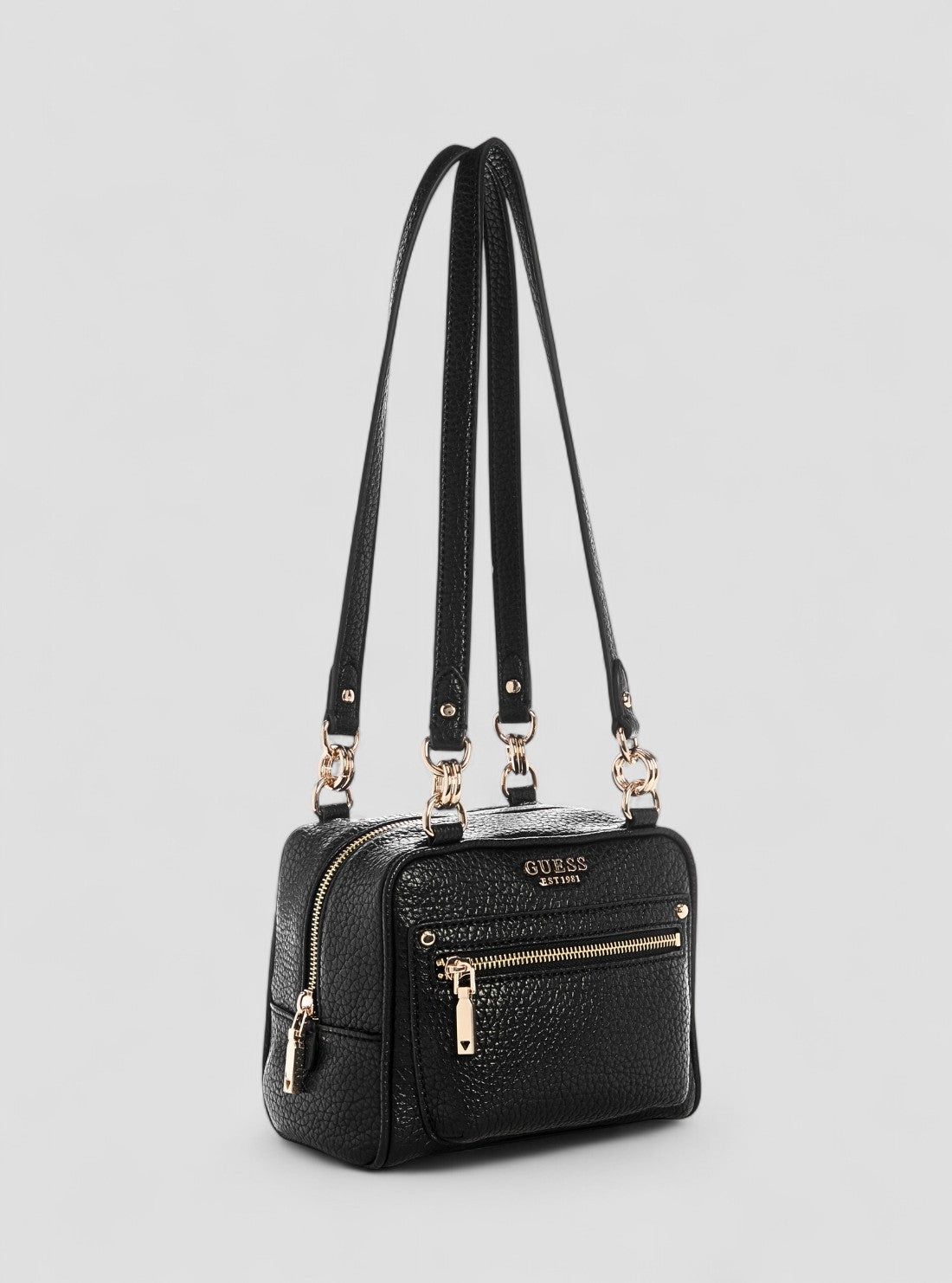 GUESS Womens Black Marsha Box Shoulder Bag BG950117 Front Side View