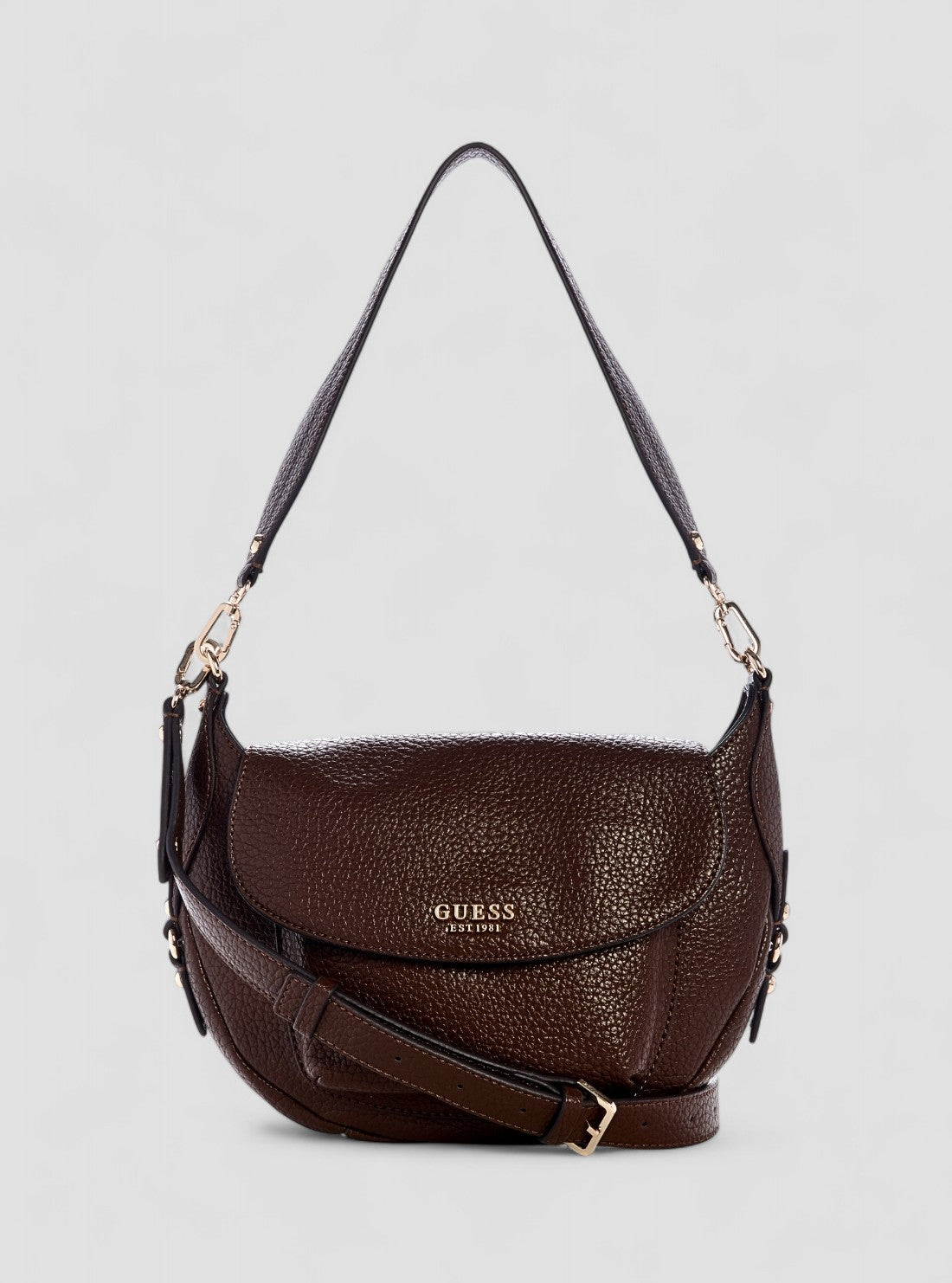 GUESS Womens Brown Marsha Flap Shoulder Bag BG950119 Front View