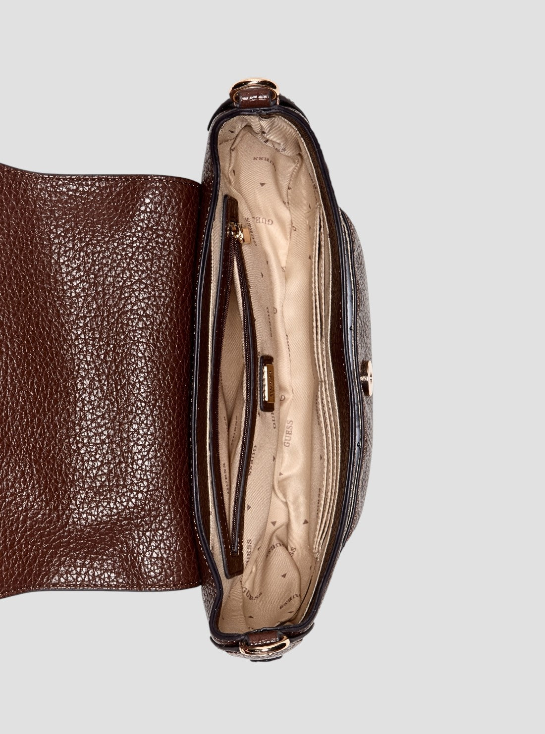 GUESS Womens Brown Marsha Flap Shoulder Bag BG950119 Inside View