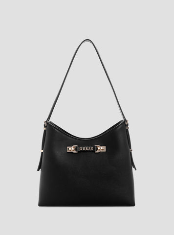 GUESS Womens Black Lefia Hobo Bag BG964401 Front View