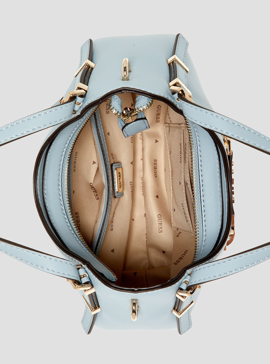 GUESS Womens Blue Lefia Small Satchel Bag BG964405 Inside View