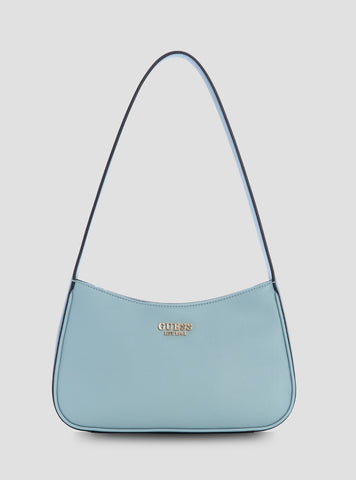 GUESS Womens Blue Cerelia Top Zip Shoulder Bag BG964517 Front View