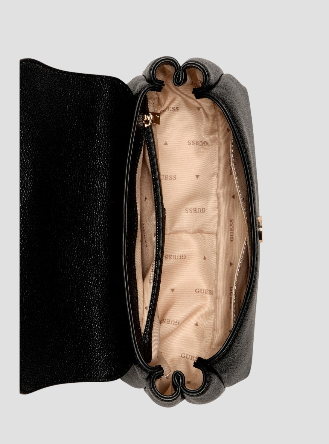 GUESS Womens Black Evie Top Handle Flap Bag BG966420 Inside View