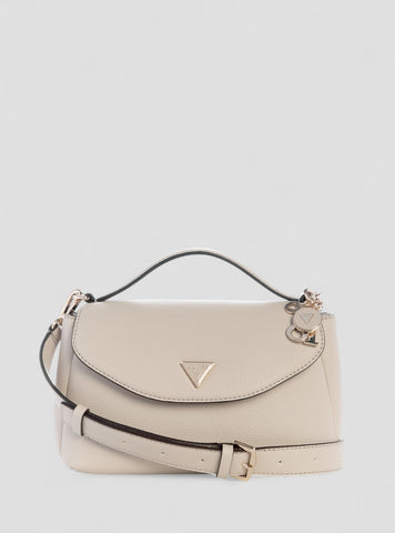 GUESS Womens Beige Evie Top Handle Flap Bag BG966420 Front View