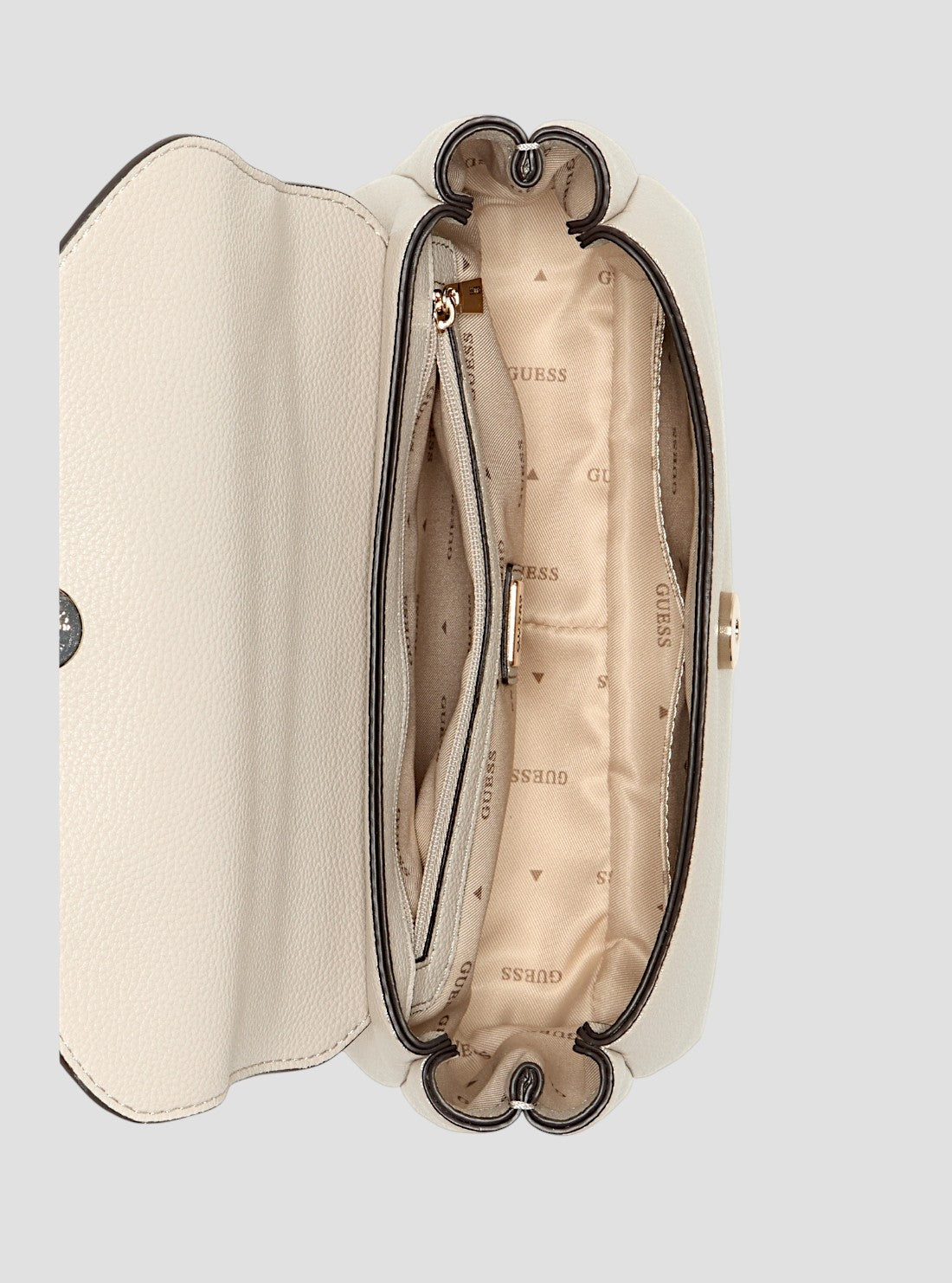 GUESS Womens Beige Evie Top Handle Flap Bag BG966420 Inside View
