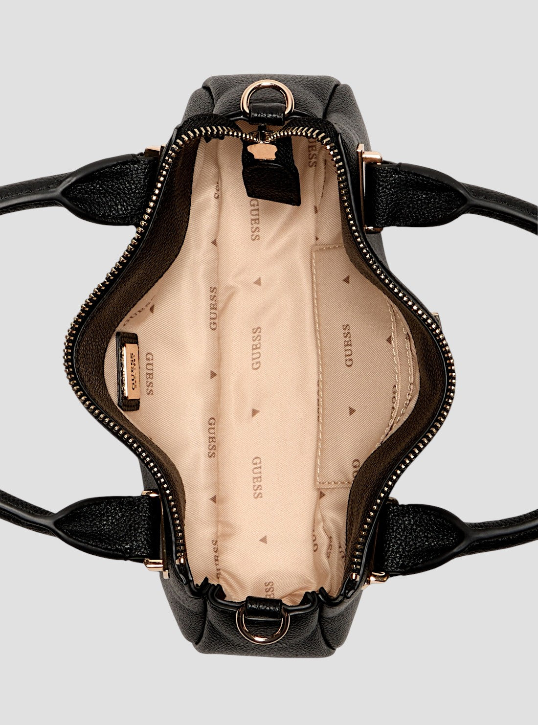 GUESS Womens Black Evie Mini Satchel Bag BG966476 Inside View