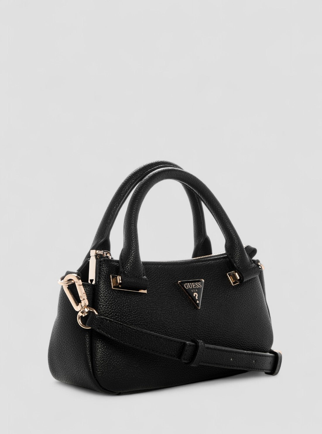 GUESS Womens Black Evie Mini Satchel Bag BG966476 Front Side View