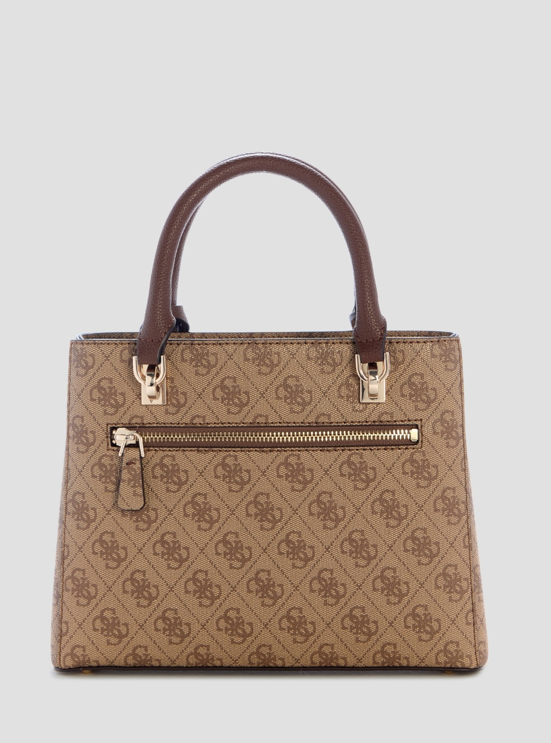 GUESS Womens Brown Logo Noelle II Small Compartment Satchel Bag BG967205 Back View
