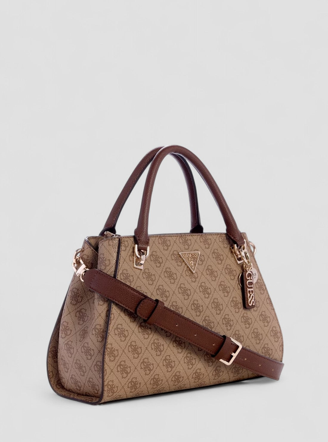 GUESS Womens Brown Logo Noelle Luxury Satchel Bag BG967207 Front Side View