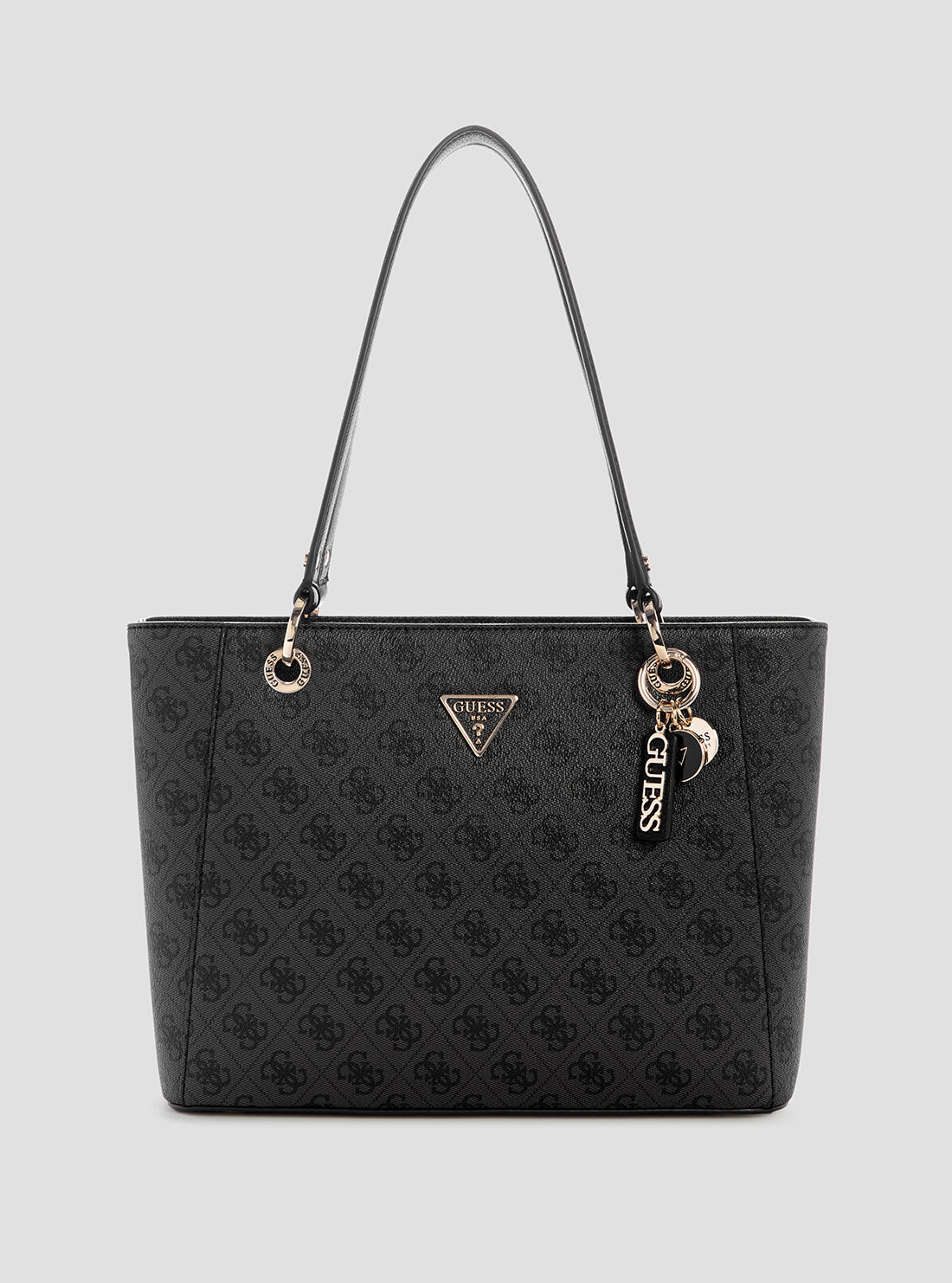 GUESS Womens Black Logo Noelle Small Tote Bag BG967224 Front View