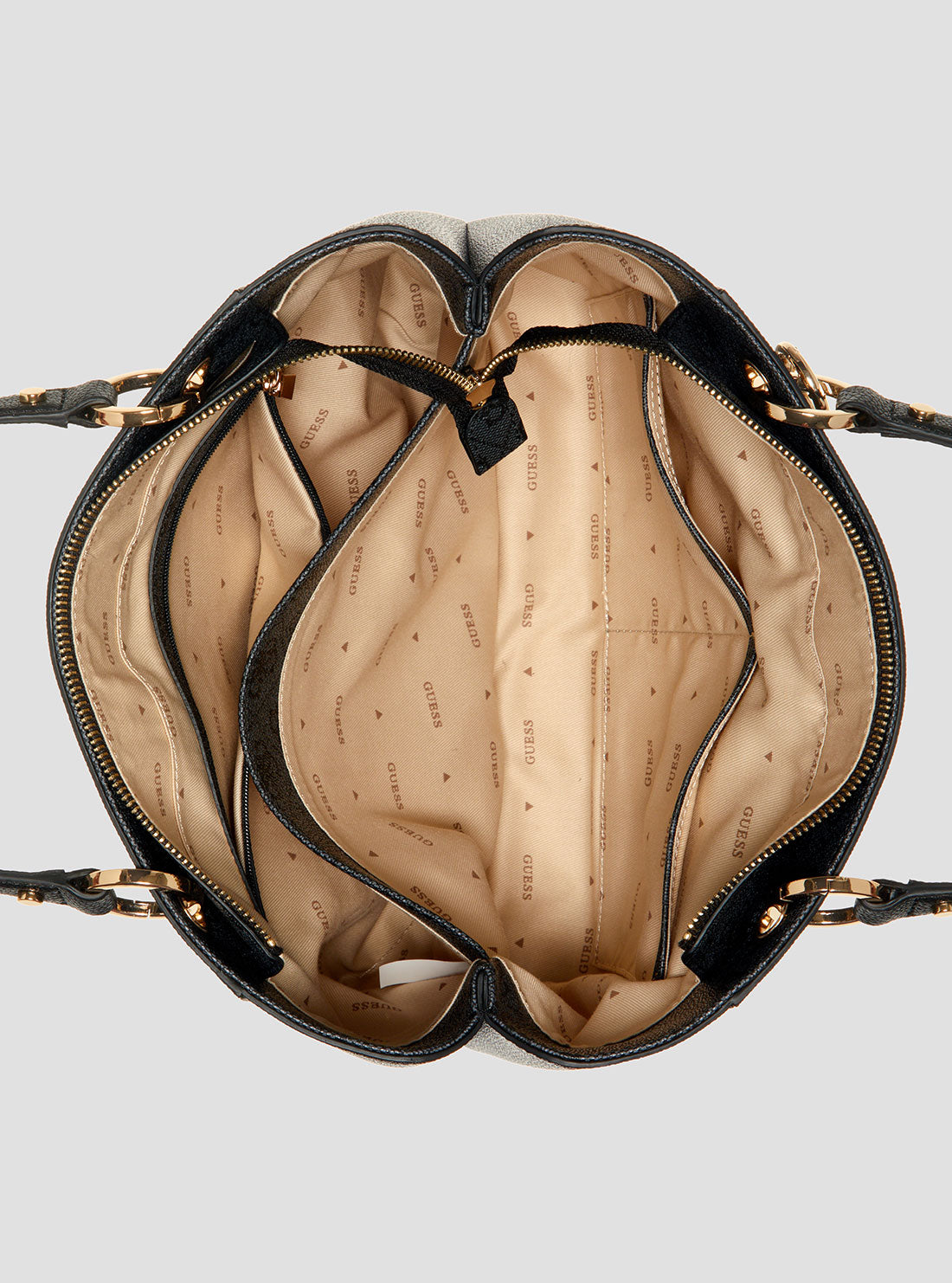 GUESS Womens Black Logo Noelle Small Tote Bag BG967224 Inside View