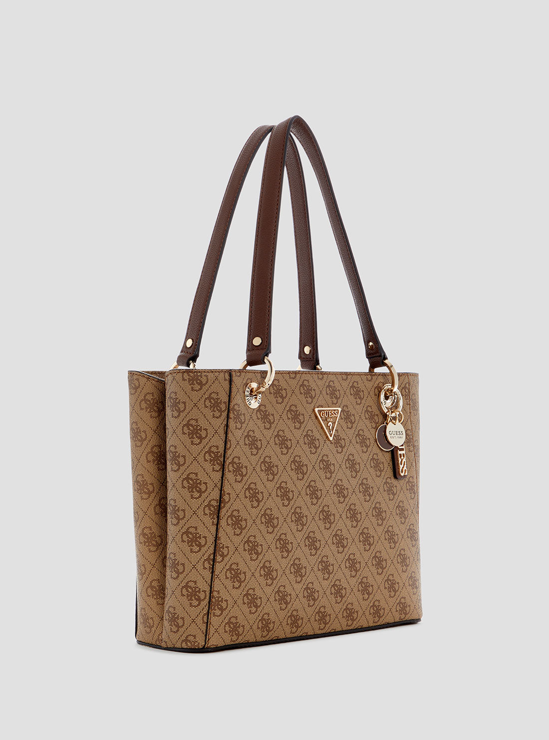 GUESS Womens Brown Logo Noelle Small Tote Bag BG967224 Front Side View