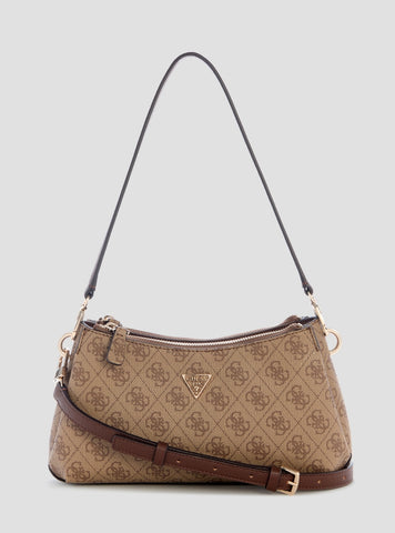 GUESS Womens Brown Logo Noelle Shoulder Crossbody Bag BG967273 Front View