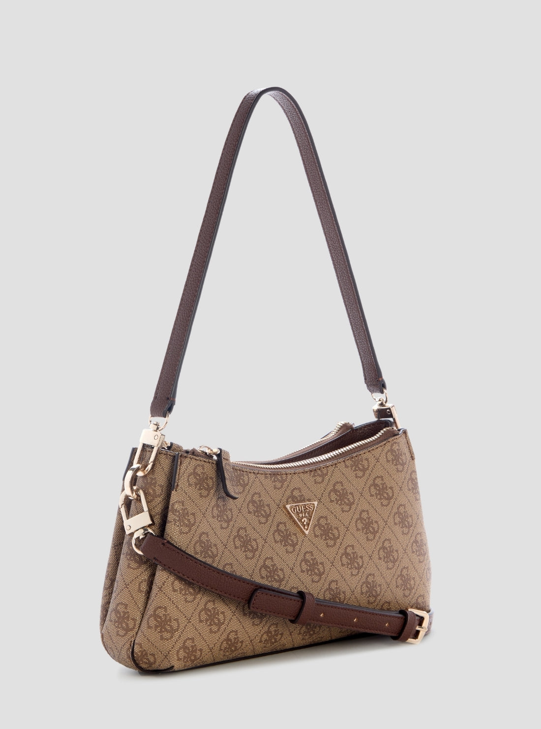GUESS Womens Brown Logo Noelle Shoulder Crossbody Bag BG967273 Side View