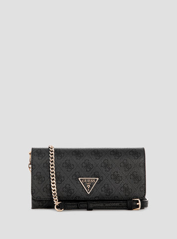 GUESS Womens Black Logo Noelle Crossbody Flap Organiser BG967275 Front View