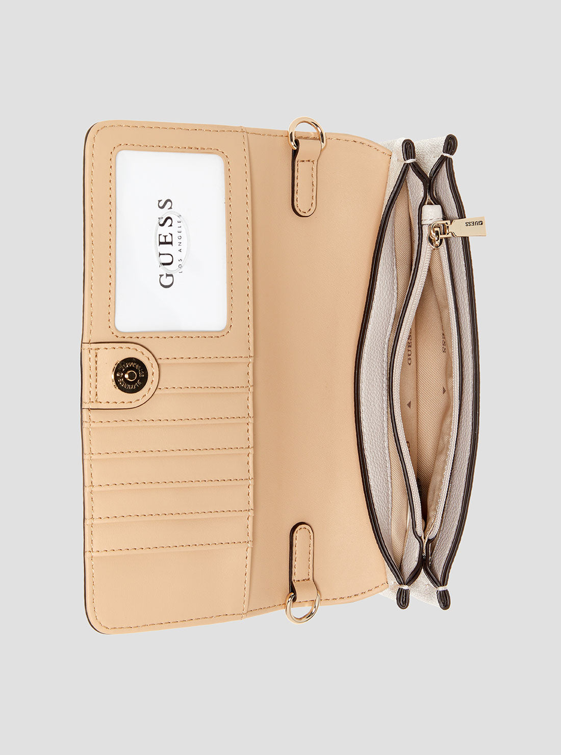 GUESS Womens Brown Logo Noelle Crossbody Flap Organiser BG967275 Inside View