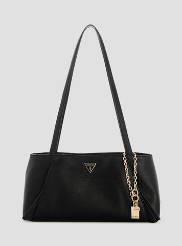 GUESS Womens Black Devon Shoulder Satchel Bag BG974509 Front View