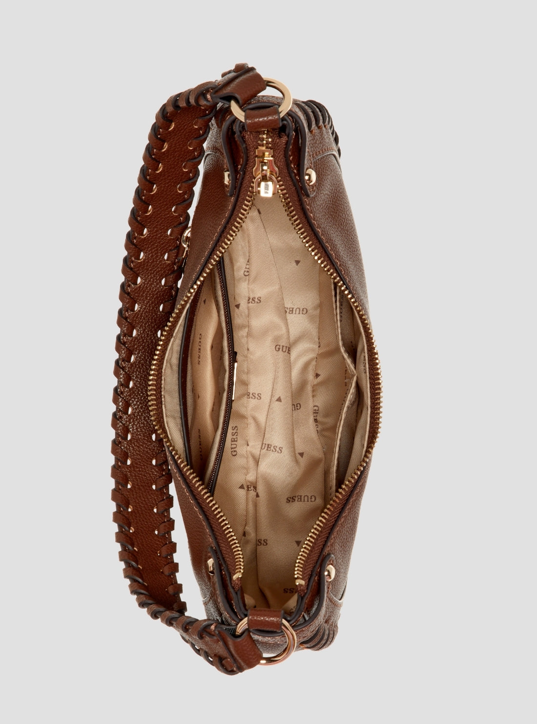 GUESS Womens Brown Petra Hobo Shoulder Bag BG975001 Inside View