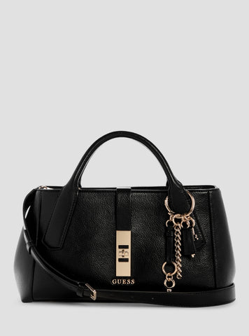 GUESS Womens Black Brooke High Society Satchel Bag BG989706 Front View