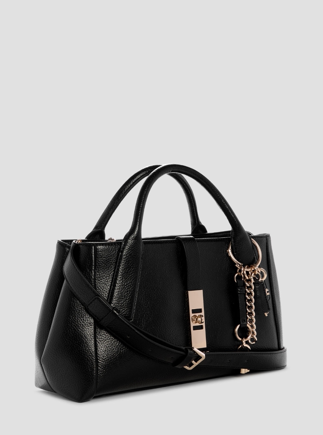 GUESS Womens Black Brooke High Society Satchel Bag BG989706 Front Side View