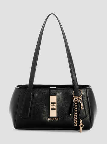 GUESS Womens Black Brooke Shoulder Satchel Bag BG989708 Front View