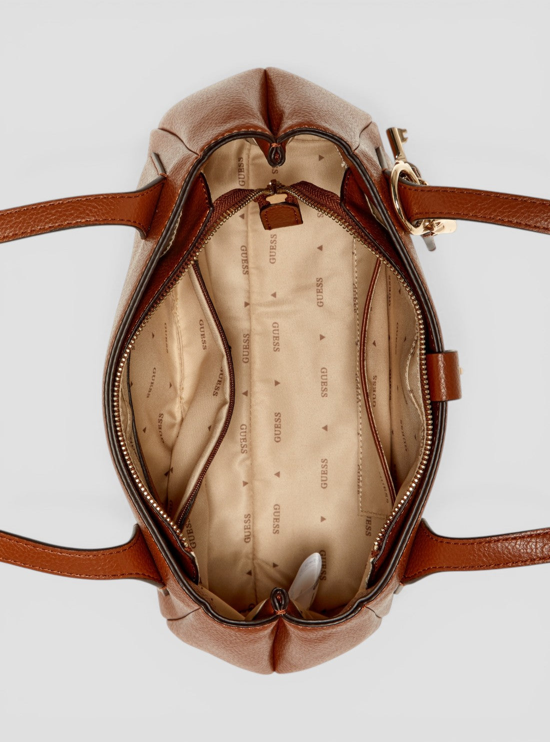 GUESS Womens Brown Brooke Shoulder Satchel Bag BG989708 Inside View