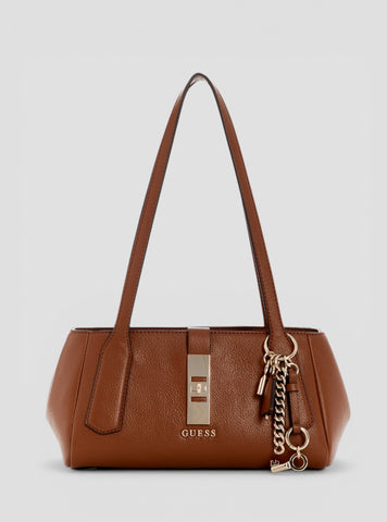 GUESS Womens Brown Brooke Shoulder Satchel Bag BG989708 Front View