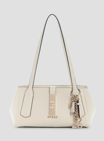 GUESS Womens White Brooke Shoulder Satchel Bag BG989708 Front View
