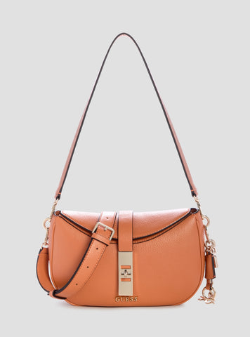 GUESS Womens Orange Brooke Shoulder Satchel Bag BG989718 Front View
