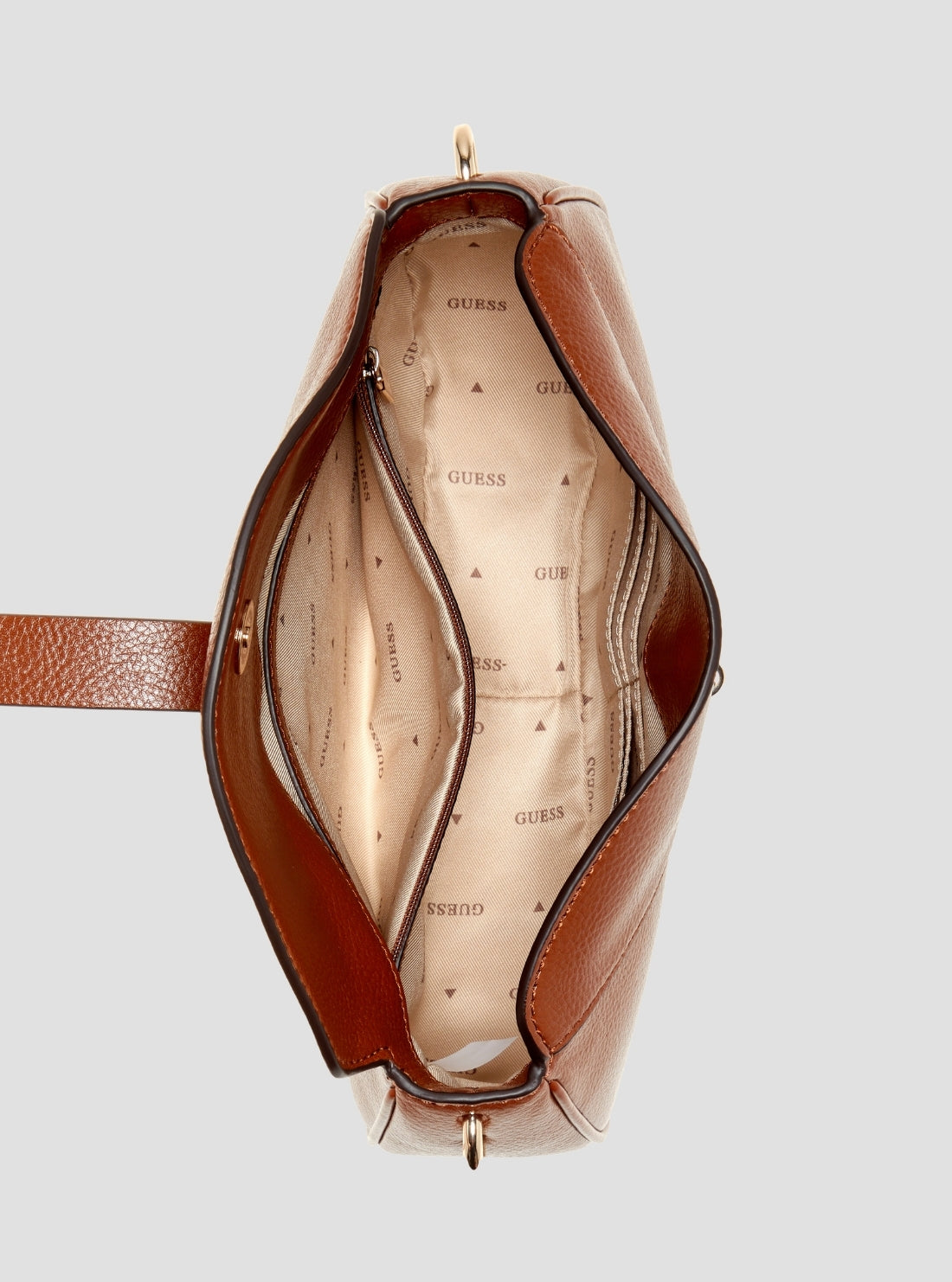 GUESS Womens Brown Brooke Shoulder Bag BG989718 Inside View
