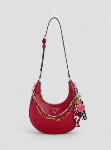 GUESS Womens Red Davina Shoulder Bag BG989918 Front View