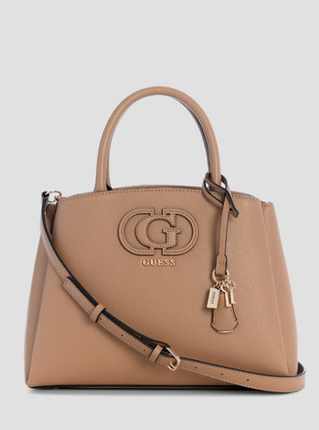 GUESS Womens Beige Isola 3 Compartment Satchel BG990506 Front View