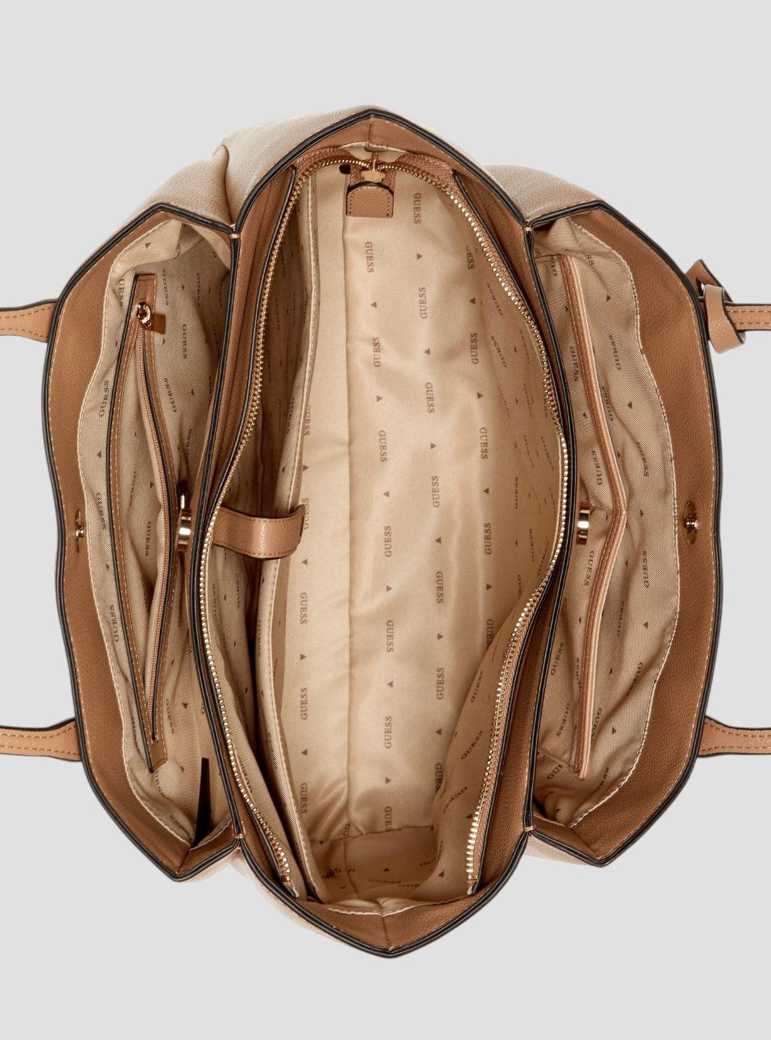 GUESS Womens Beige Isola Multi Compartment Tote Bag BG990523 Inside View