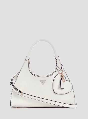 GUESS Womens White Isobel Small Girlfriend Carryall BG993206 Front View