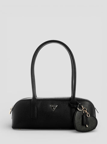 GUESS Womens Black Isobel Small Shoulder Satchel Bag BG993208 Front View