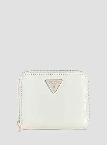 GUESS Womens White Isobel Small Zip Around Wallet BG9932137 Front View