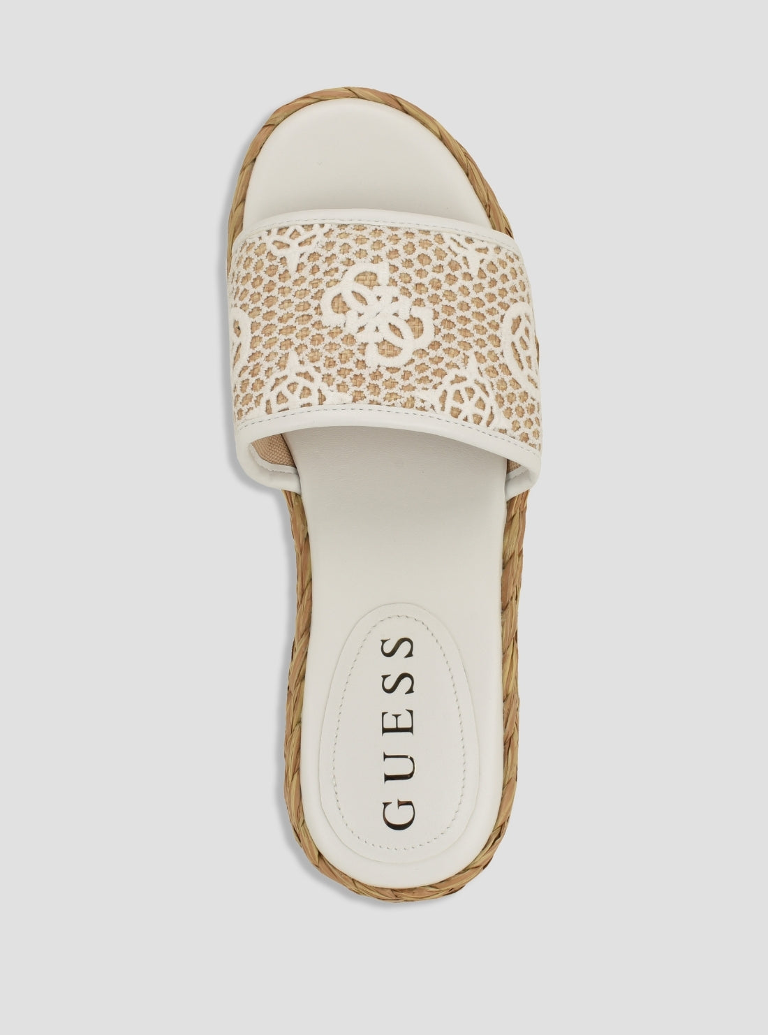 GUESS Womens White Binata Platform Sandals BINATA Top View